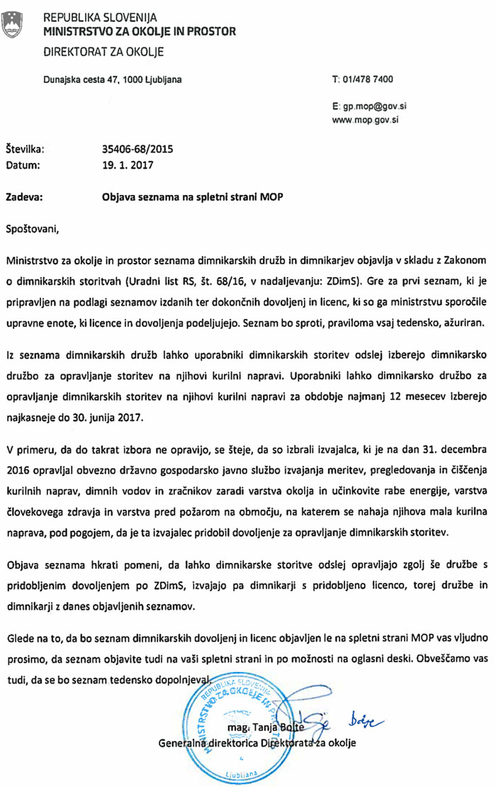 Seznam dimnikarskih služb in dimnikarjev